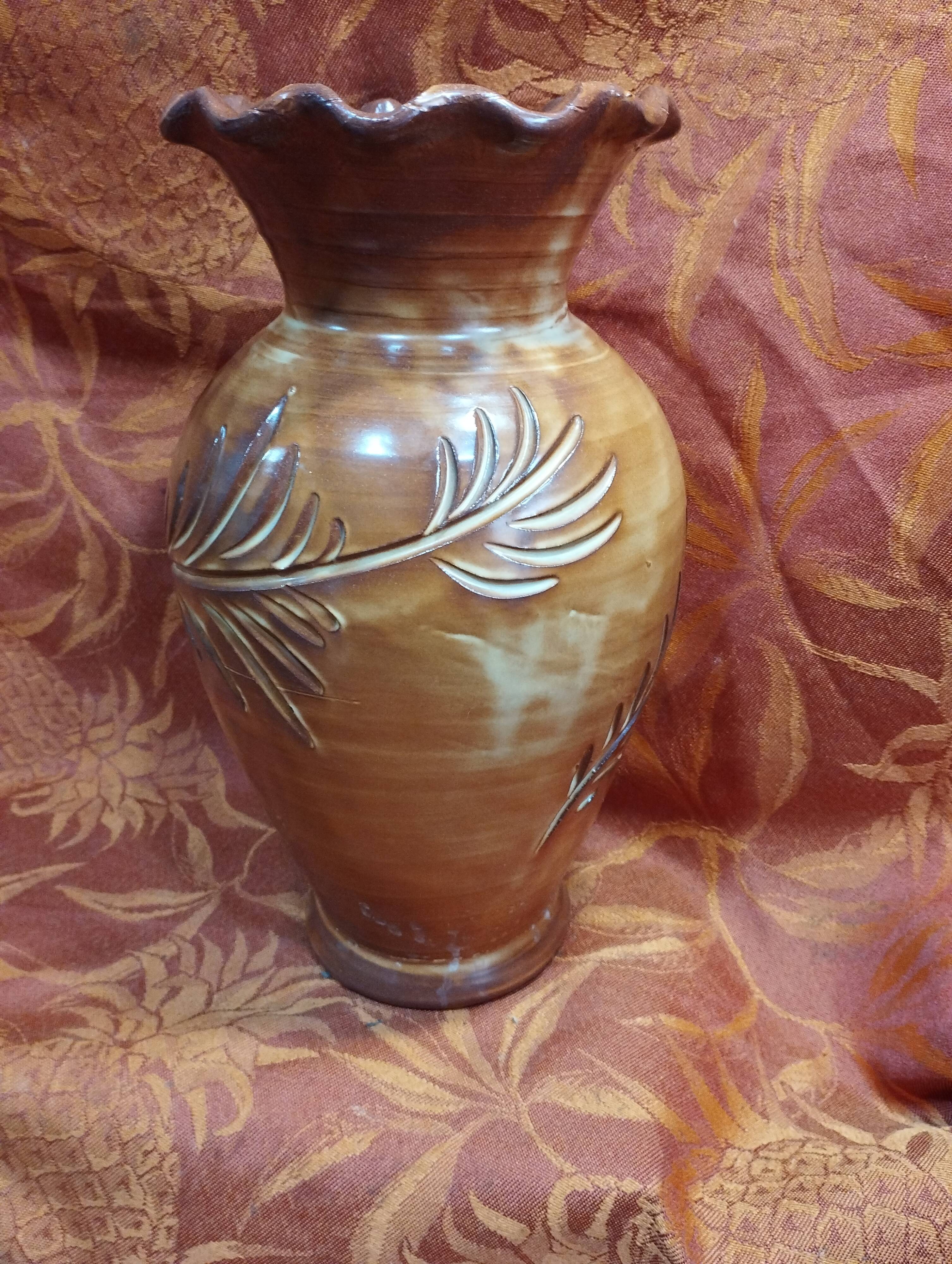 old ceramic tulip vase - signed pottery