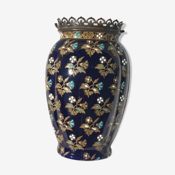 Cloisonné enamel vase and Bronze frame by Gien