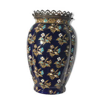 Cloisonné enamel vase and Bronze frame by Gien