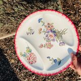 Set of 6 compartmentalized plates Longwy hand painted