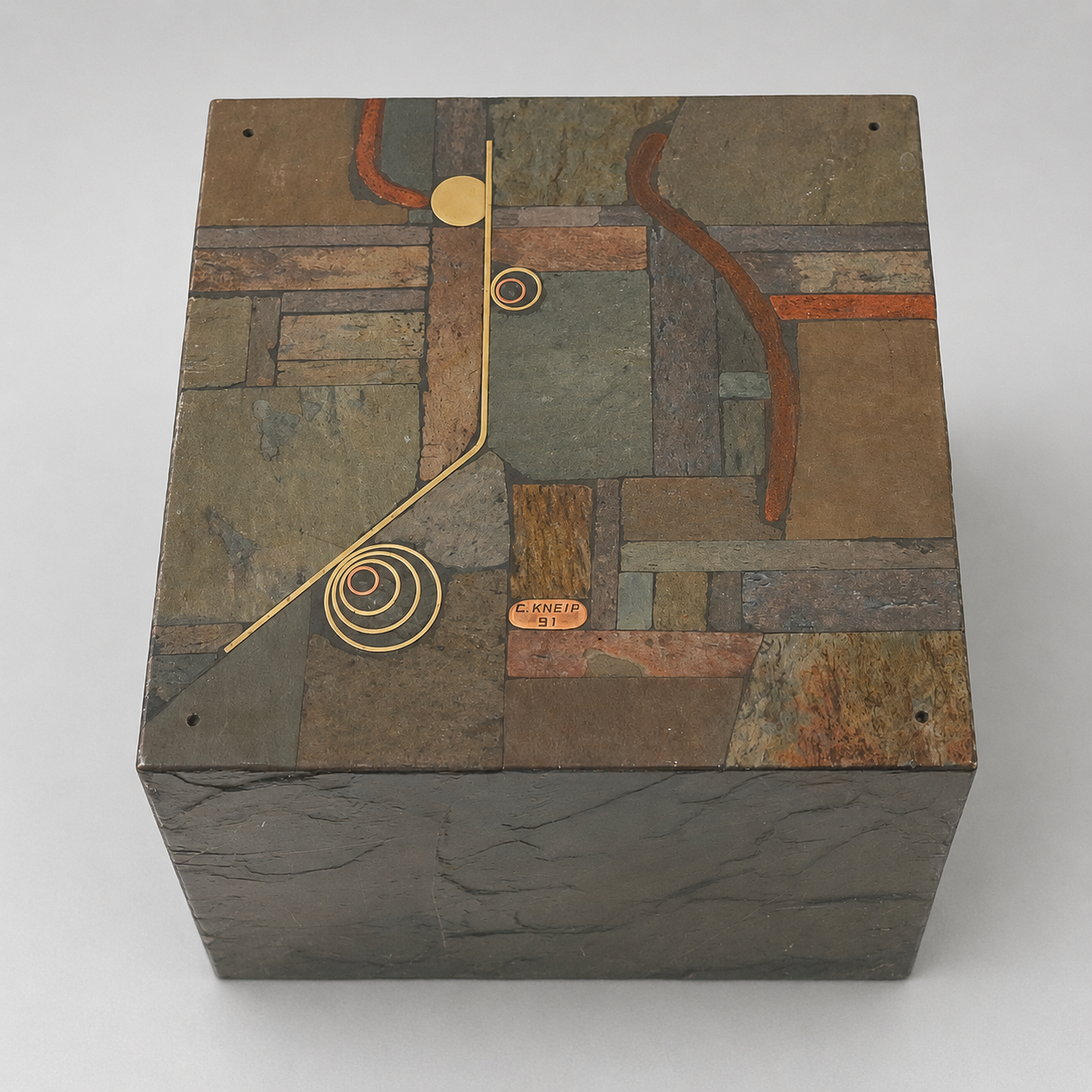 Unique design coffee table with natural stone base and organic glass top