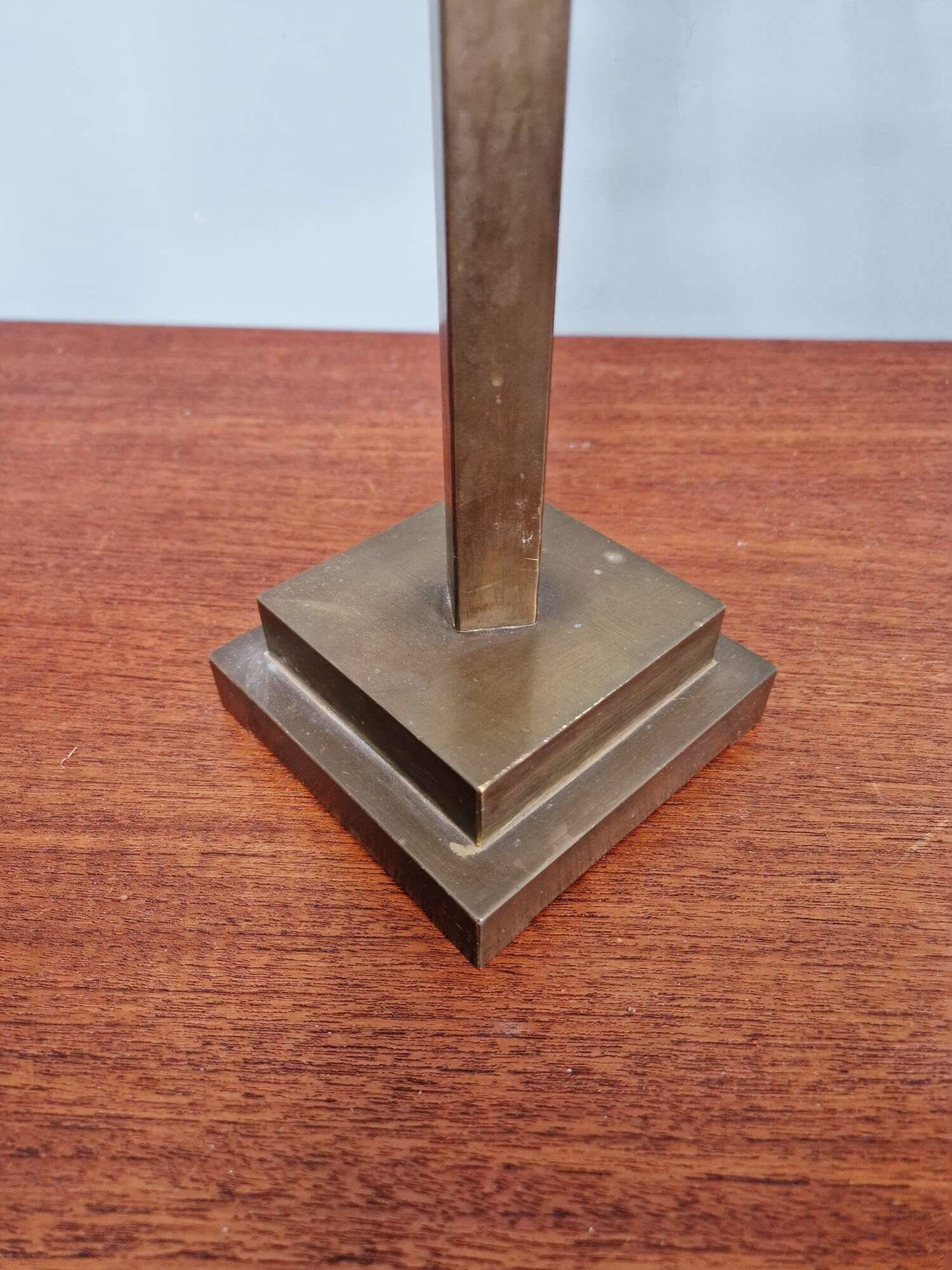 Bronze desk lamp with a green opaline conical shade, 1920.