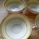 4 cups with 4 saucers Limoges, fine porcelain, coffee cups, white, light green, gold