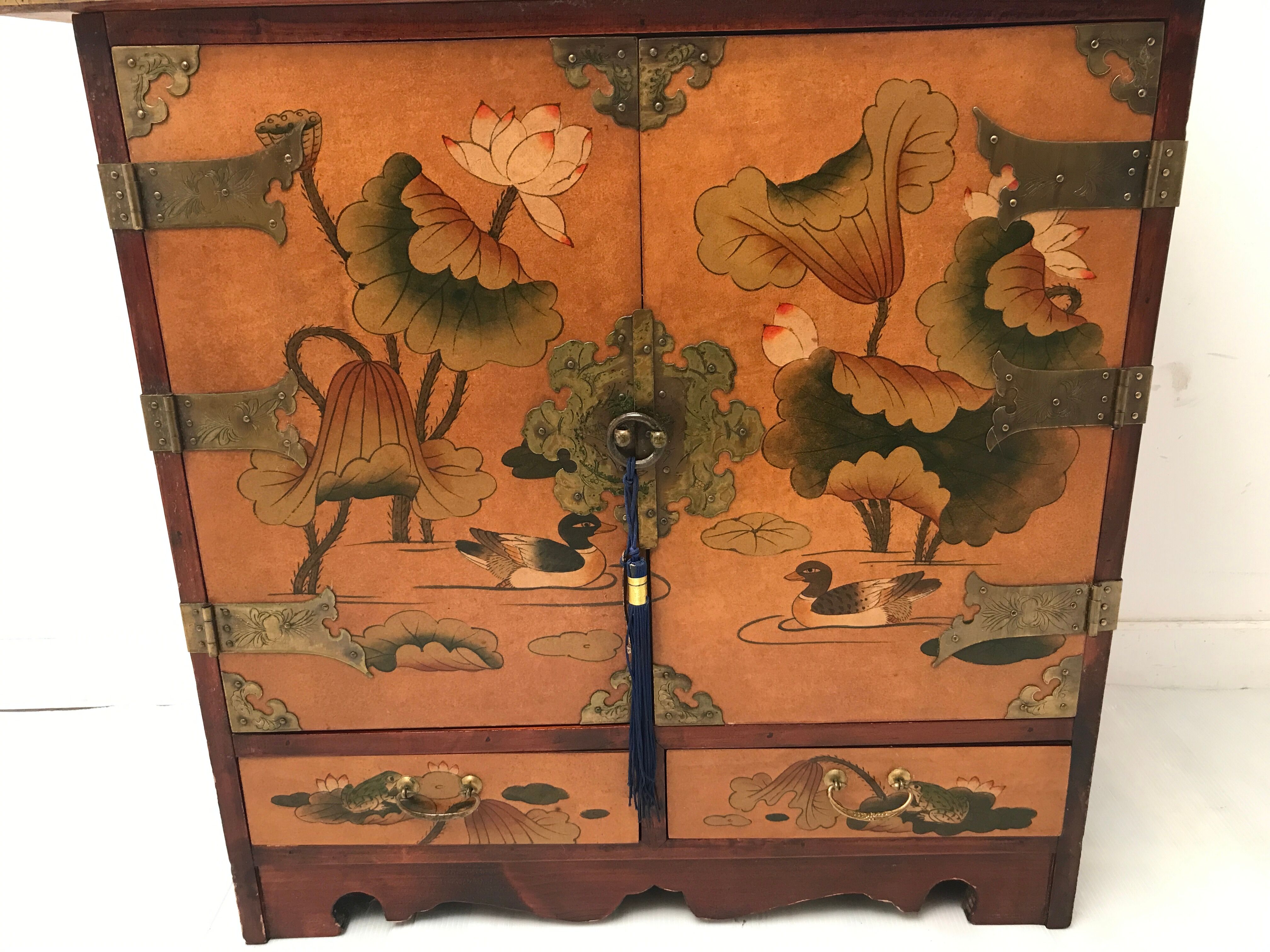 Chinese bedside table with wing top 60s-70s