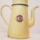 Ancienne cafetière émaillée jaune pâle