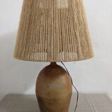 XXL vintage lamp in glazed stoneware and jute rope