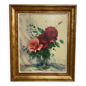 Huile sur toile, nature morte, F.Rembert