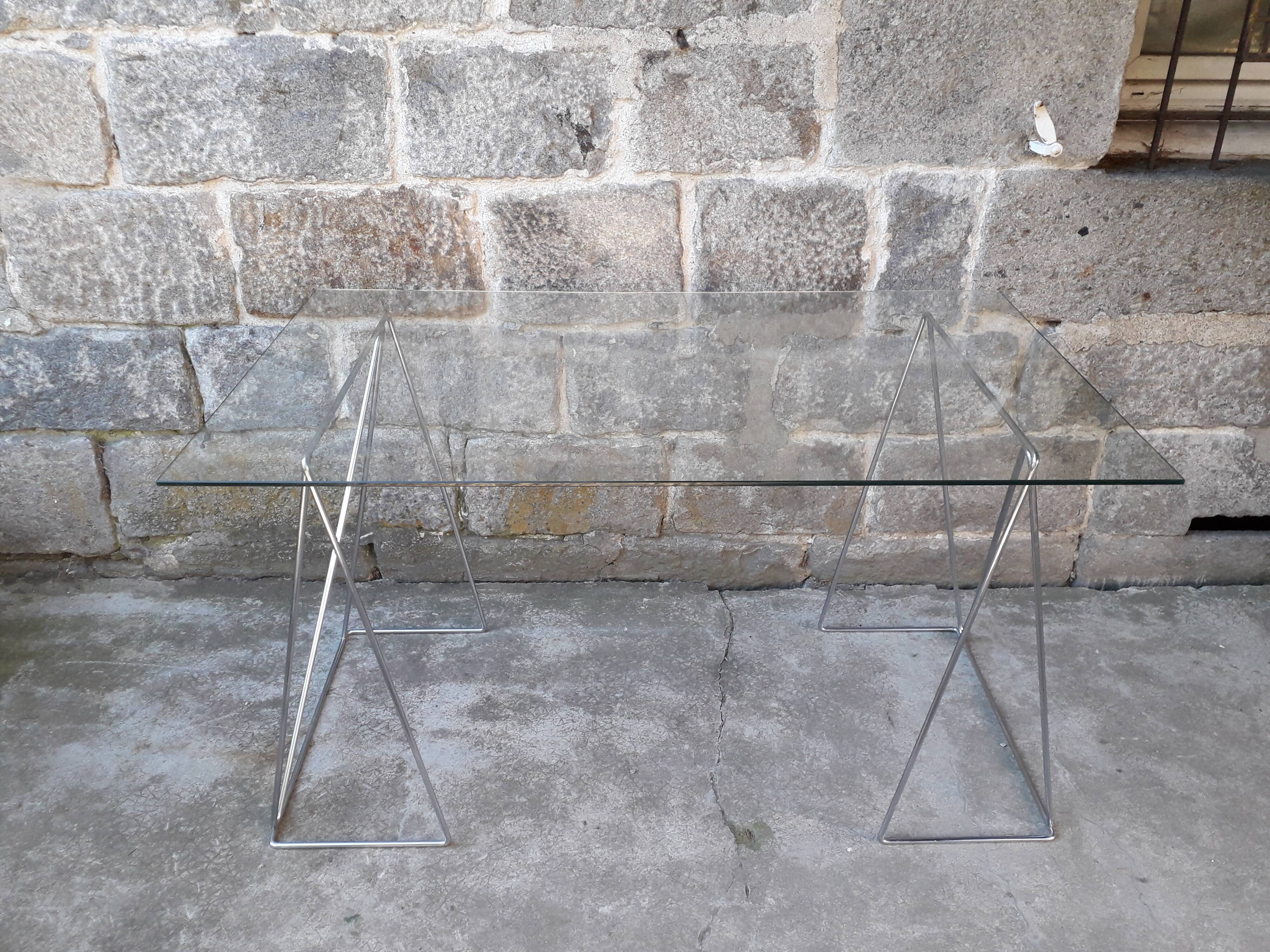 Bureau vintage plateau verre 130 cm