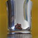 Duo of small silver metal timpani