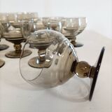 Smoked glass glasses and carafe from the 60s and 70s