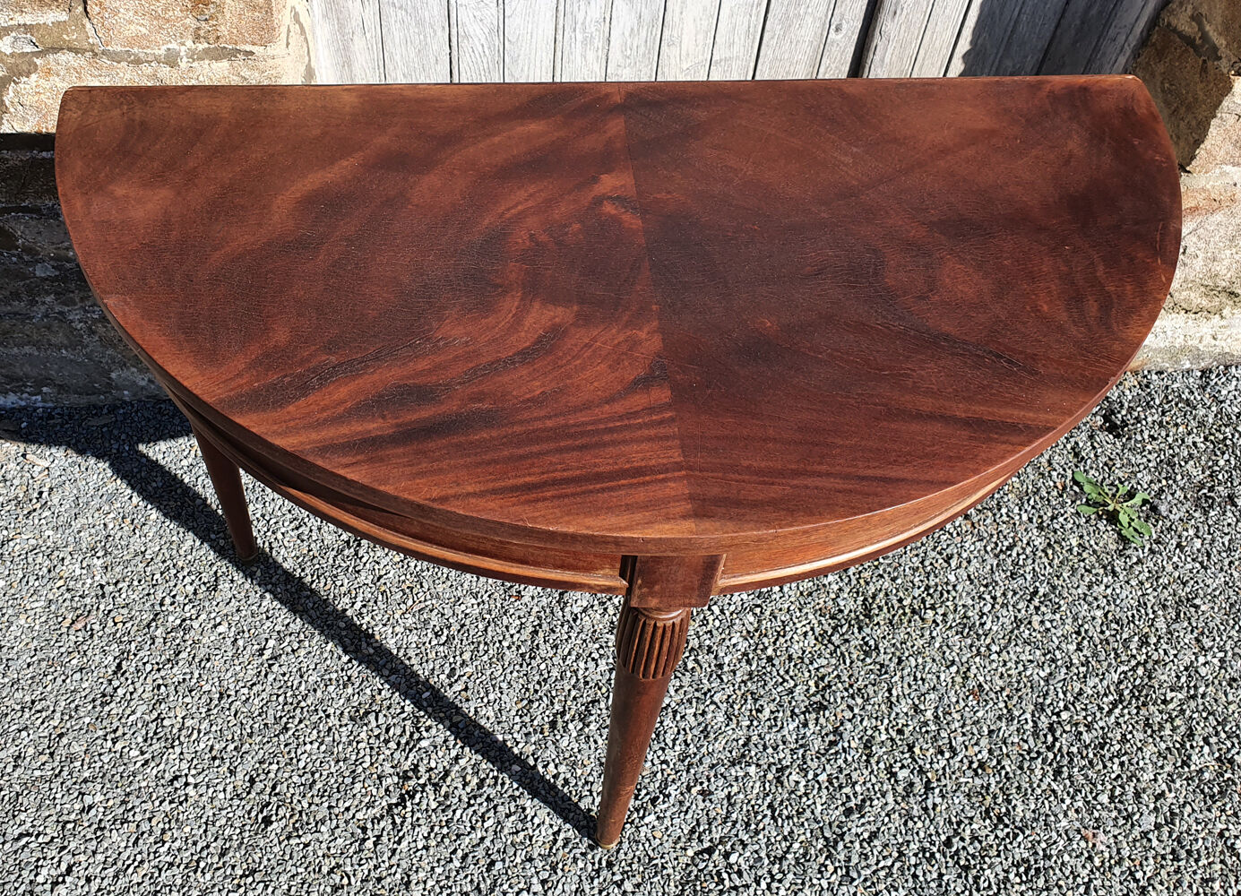 Half moon console, empire style, wood, vintage