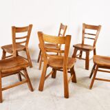 Vintage brutalist dining chairs, set of 6 - 1960s