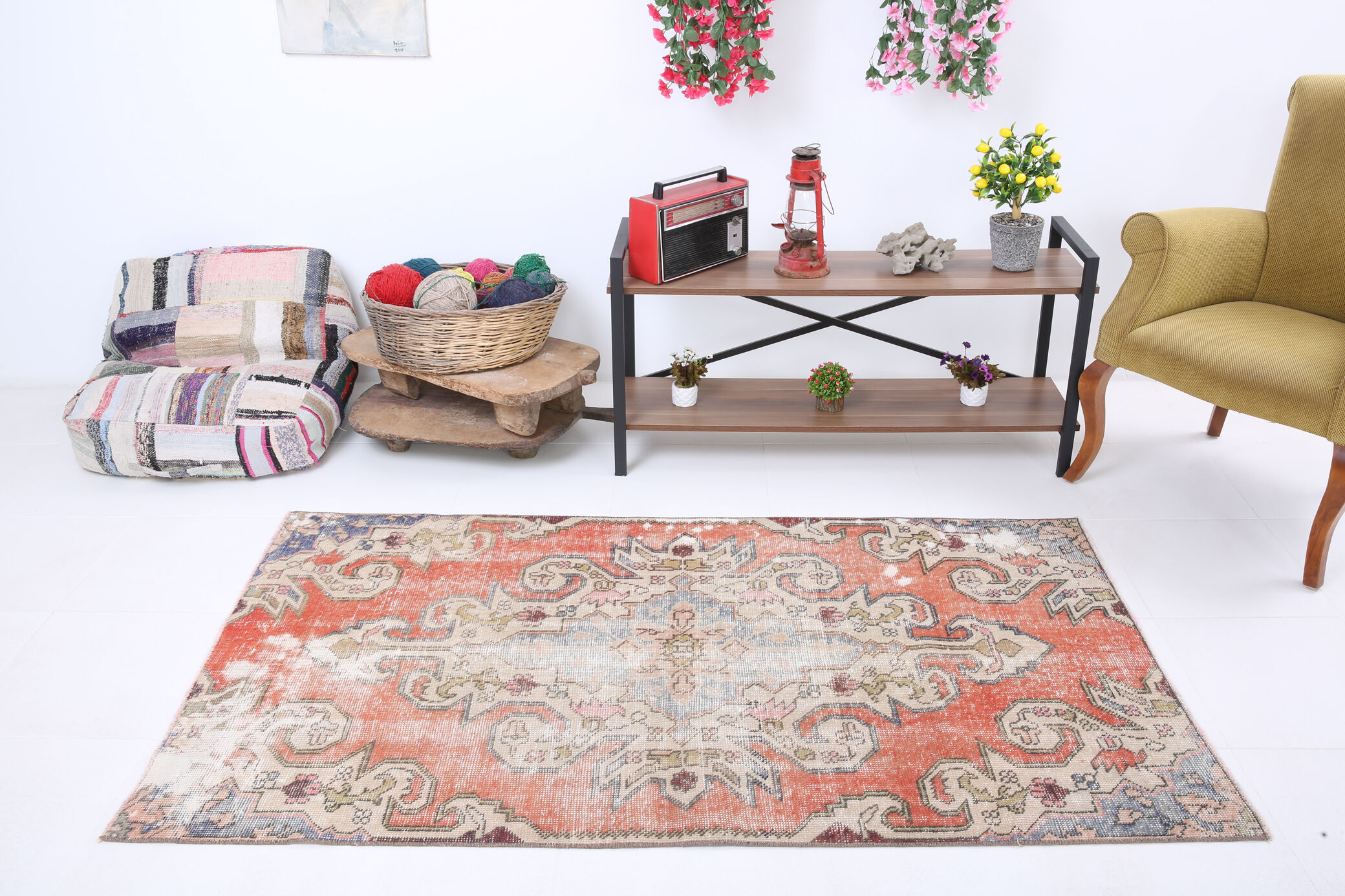 3x6 beige and red carpet rug