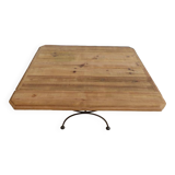 Table bass plateau en bois massif et son pied en fer forgé