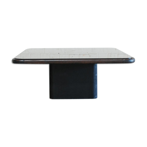 Table basse plateau miroir - cuir