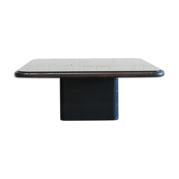 Coffee table mirror tray and leather