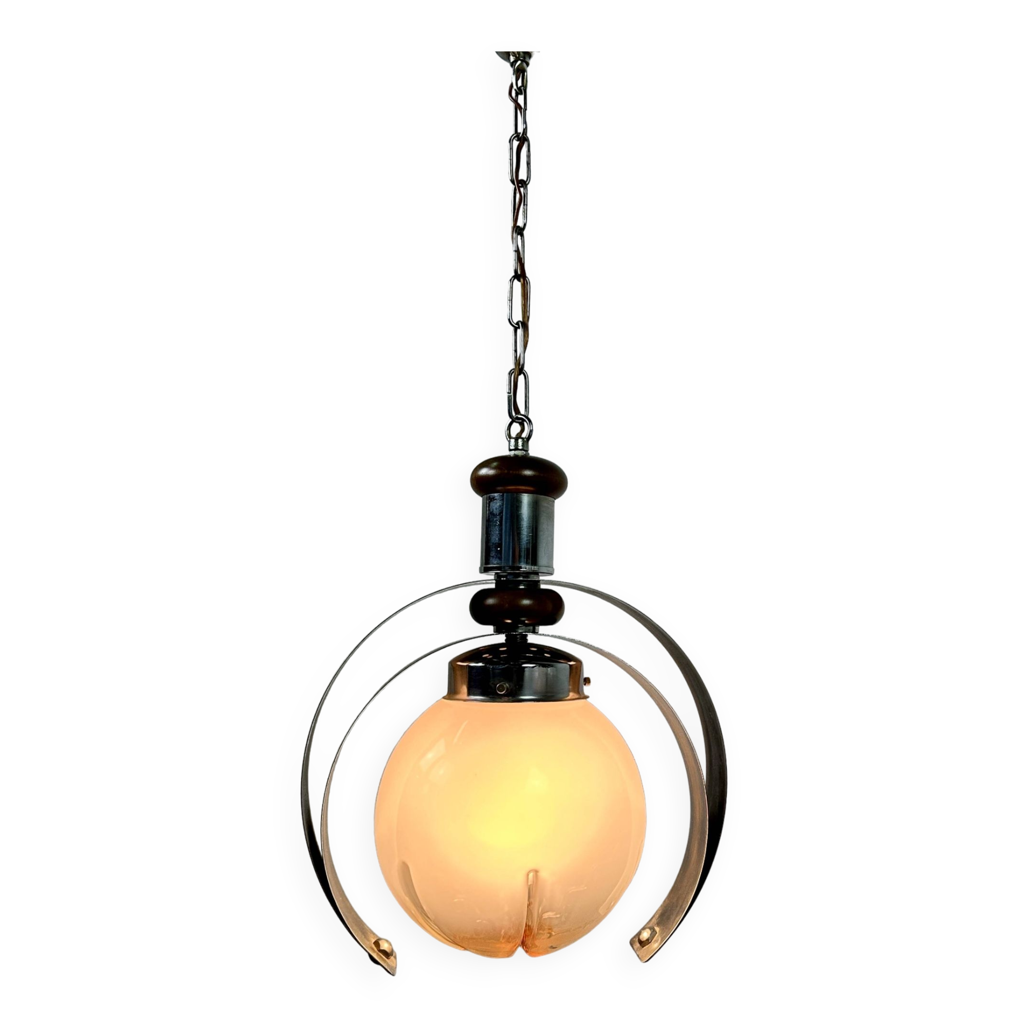 Italian chandelier by MAZZEGA in metal, wood and Murano glass 1970