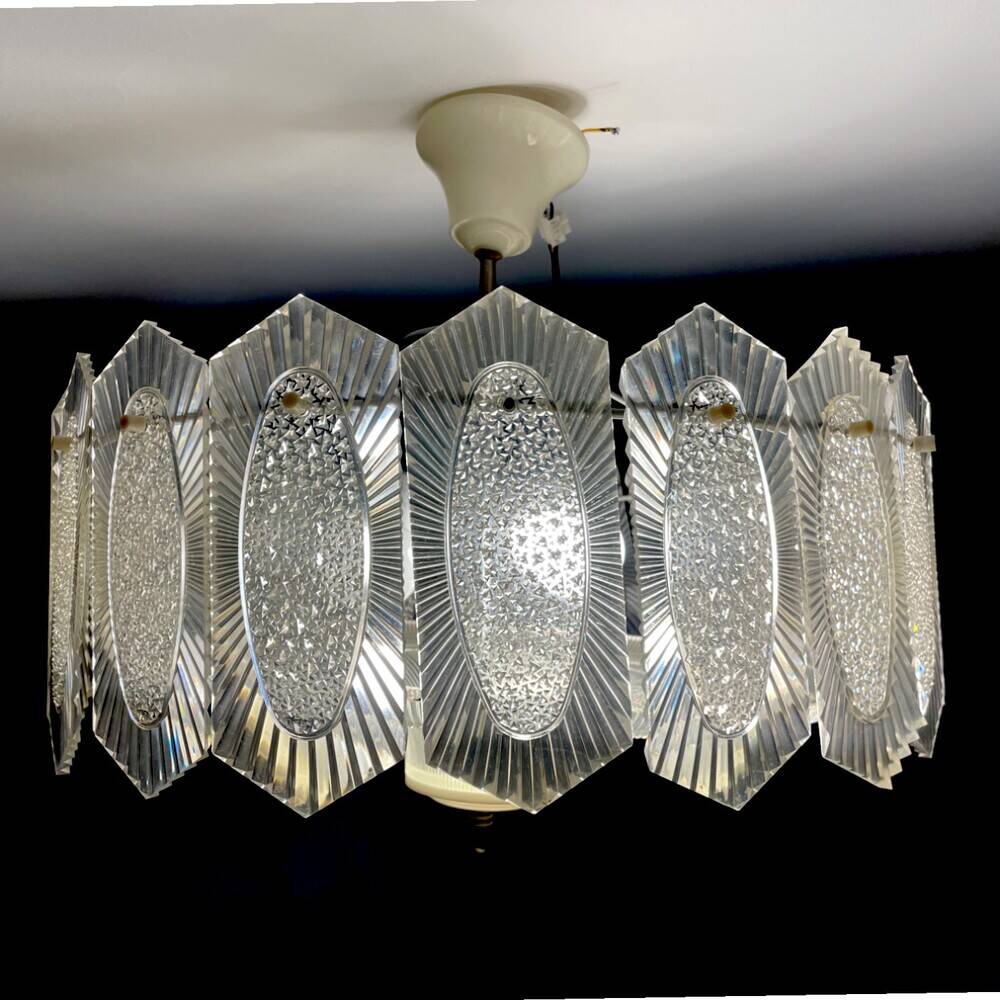 Mid century modern plexiglass chandelier for 4 lights