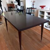 Dining table mahogany lacquered vintage 60s