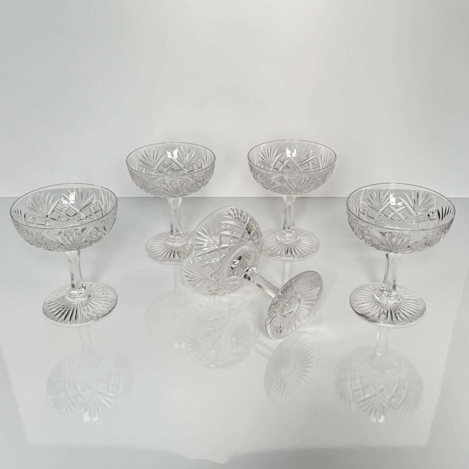 5 Saint-Louis “Gavarni” crystal champagne glasses, early 20th century