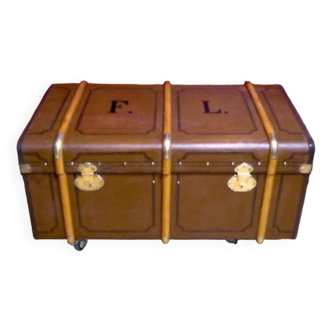 Arched fawn mail trunk 1920s - 100 x 54 x 46 cm