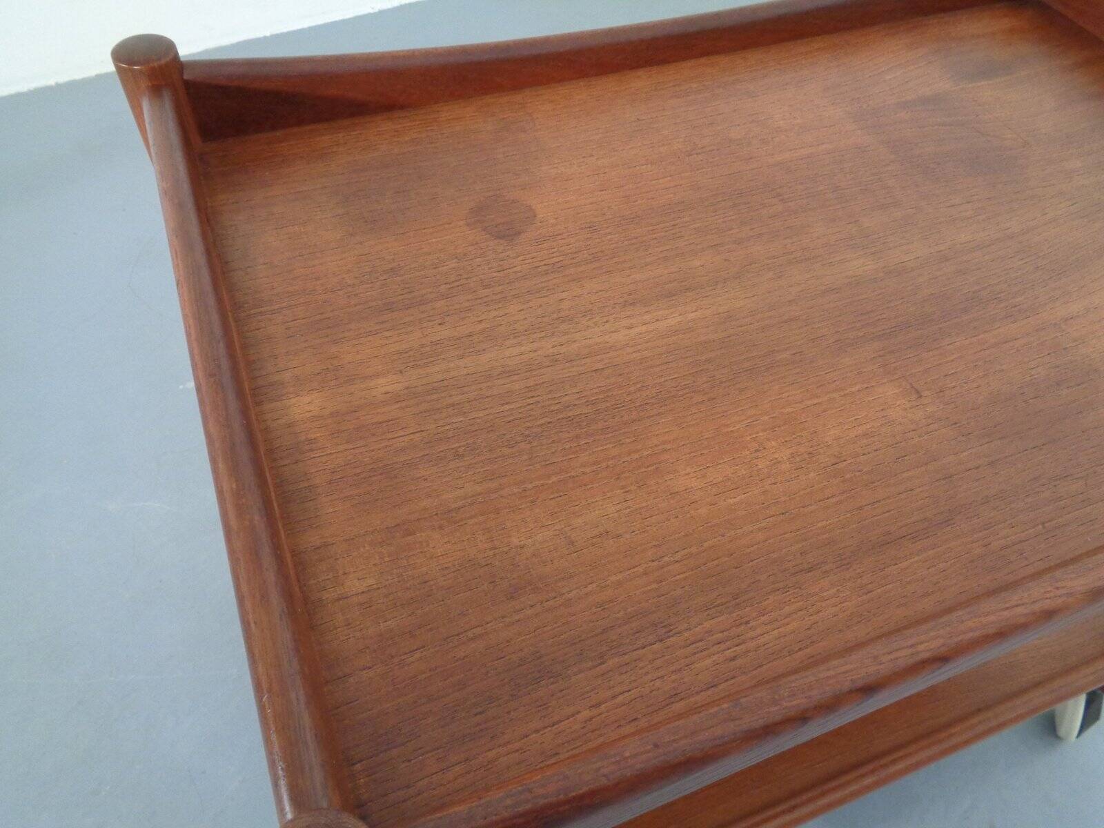 Teak tea cart by Hans J. Wegner for Andreas Tuck, Denmark, 1950s.