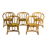 Funky set of five 60s bamboo chairs