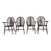Magnifiques chaises de salle à manger de style Windsor en anglais, ensemble de 4.