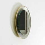 Rare round illuminated mid-century Hillebrand metal mirror from 1966