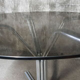 Dining table 1970 chrome and smoked glass