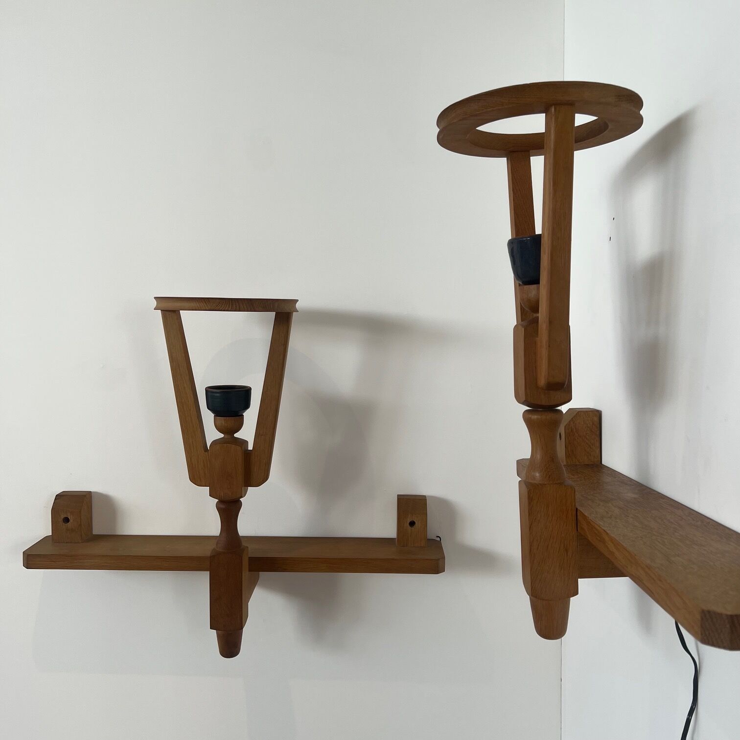 Guillerme et Chambron French Mid-Century Shelf Wall Lights