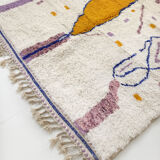 Moroccan Berber carpet azilal ecru with colorful patterns 300x196cm