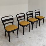 Lot de 4 chaises Thonet art déco 1930 , bouclette Jaune moutarde