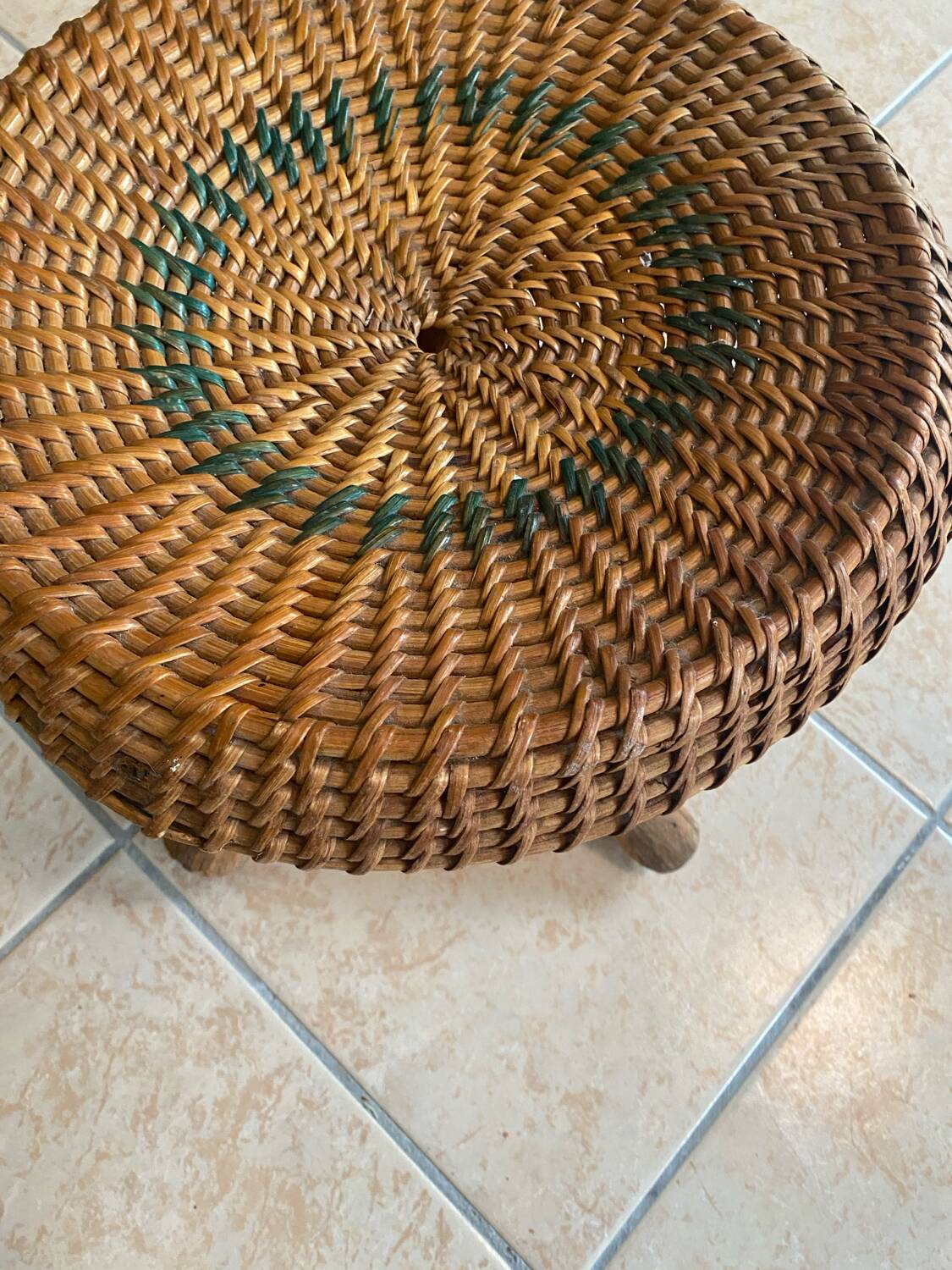 Rattan plant stand stool