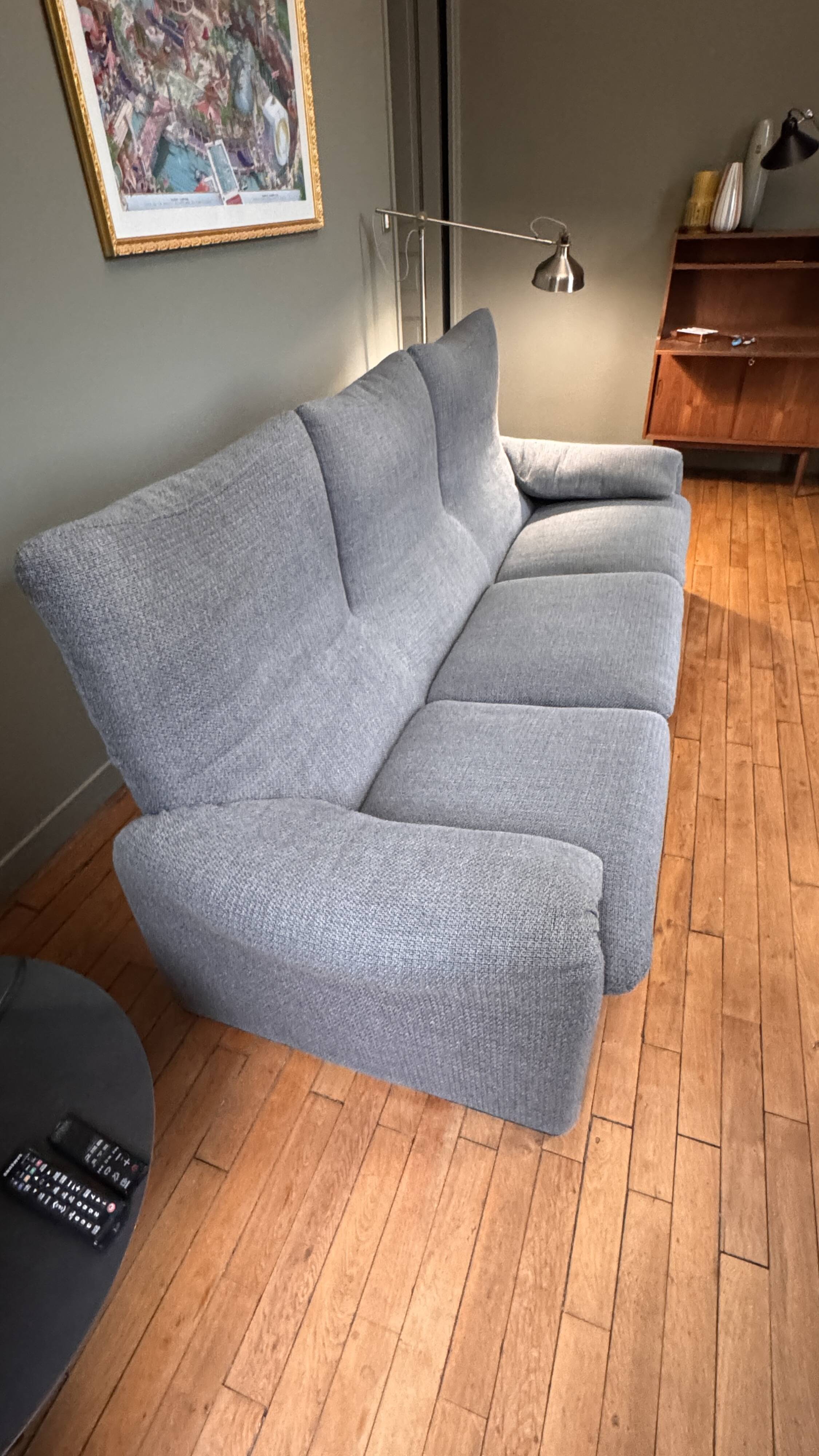 Maralunga 3-seater sofa Cassina (Vico Magistretti) grey wool fabric