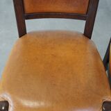Set of 6 sheep leather dining chairs finished with wood