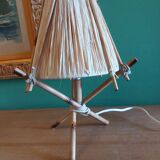 Vintage lamp with raffia lampshade
