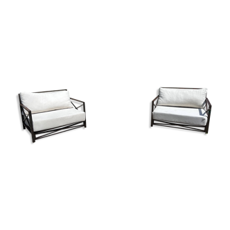 Pair of folding iron armchairs, 1980s