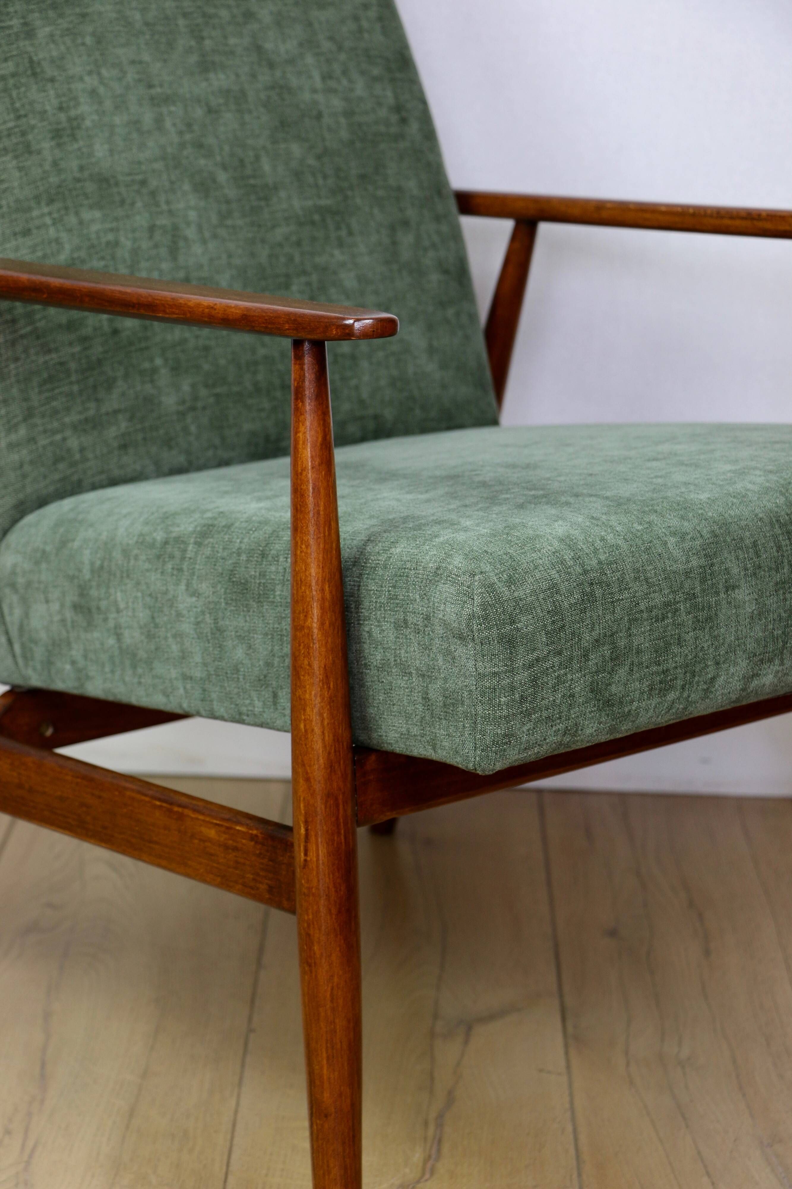 Armchair 'Lis', 1970s olive green design by Henryk Lis - 2 pieces available