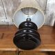 Old Brown Molded Glass Lamp + Beige Lampshade 70's Vintage #A832