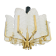 Lustre scandinave en laiton avec 10 feuilles de verre par Carl Fagerlund pour Orrefors, Suède, années 1960