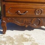 3-in-1 furniture: chest of drawers, secretary, and display cabinet, in walnut.