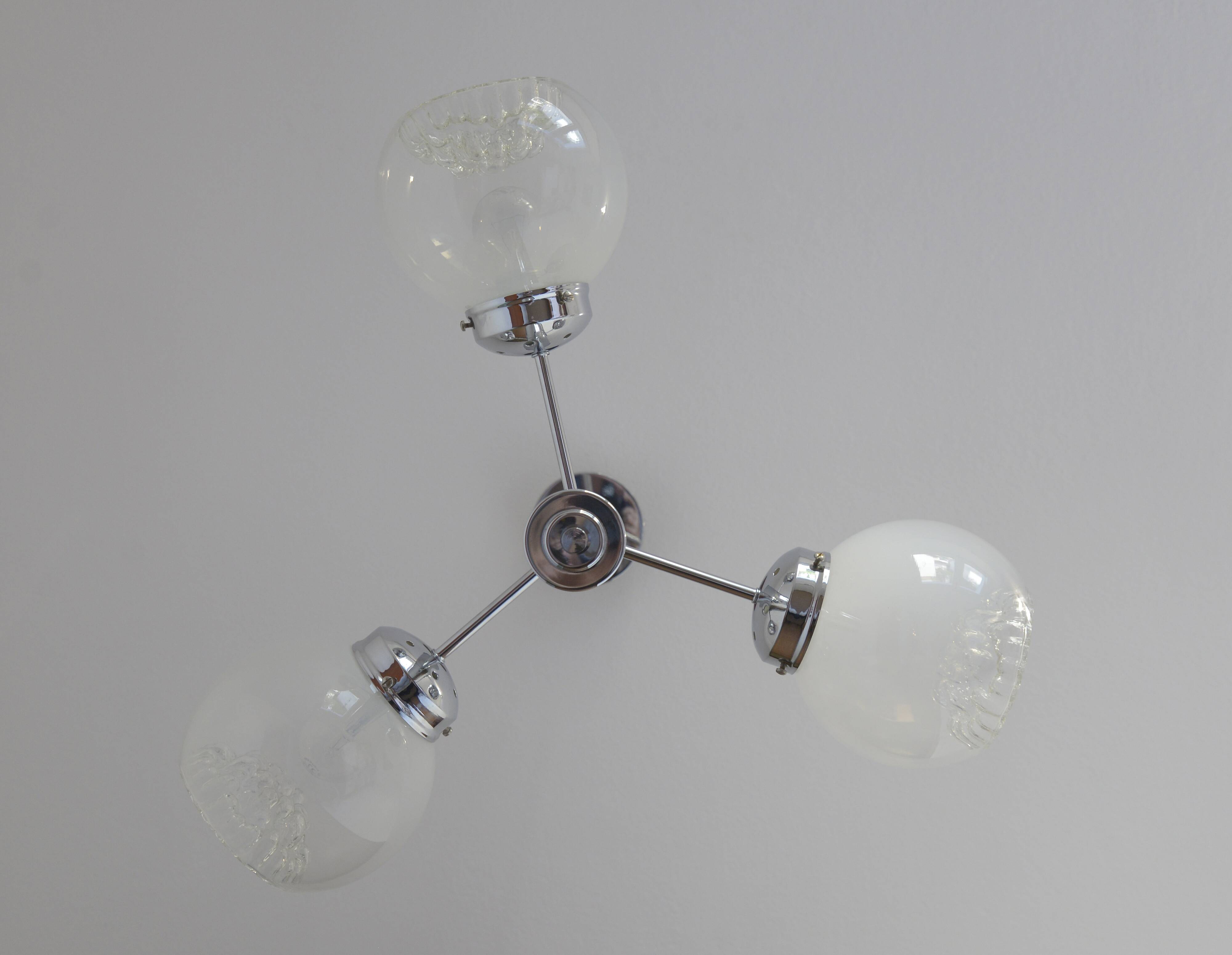 Vintage Murano Glass Pendant Lamp / Mazzega Sputnik Chandelier 1970's