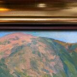 Oil painting on wood panel dated 1936