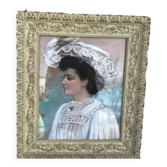 Pastel portrait de jeune femme, 19ème