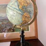 Globe terrestre ancien vintage laiton cabinet de curiosité mappemonde