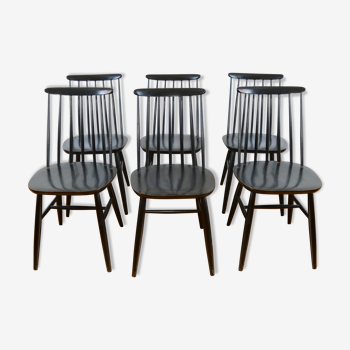 Série de 6 chaises scandinaves années 60