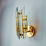 VENINI WALL LIGHT, TRIEDRI GLASS, MURANO, ITALY 1970