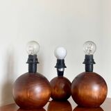 3 wooden ball lamp bases.