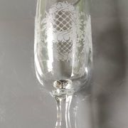 Set of 5 Champagne Flutes. Crystal glass. Empire style. Floral motifs.